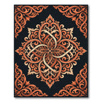 Orange Filigree Ornate Damask Medallion Rug