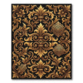 Ornate Gold Scrollwork Fleur-de-lis Rug