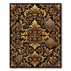 Ornate Gold Scrollwork Fleur-de-lis Rug
