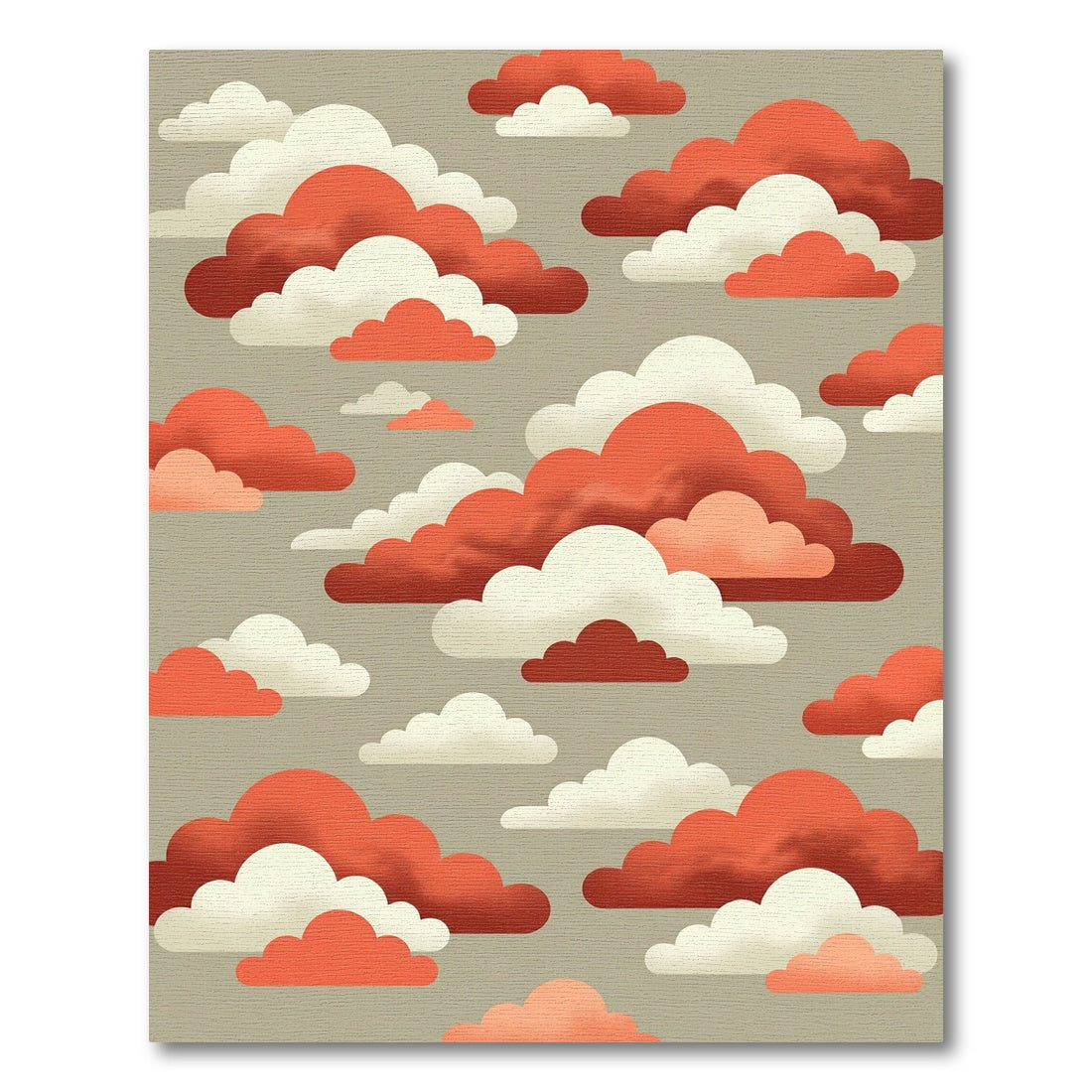 Retro Terracotta and Cream Cloudscape Rug