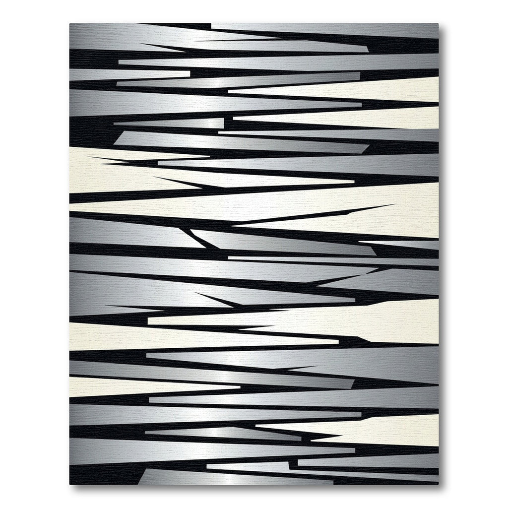 Monochromatic Silver Abstract Geometric Sharp Strips Rug