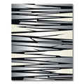 Monochromatic Silver Abstract Geometric Sharp Strips Rug