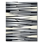 Monochromatic Silver Abstract Geometric Sharp Strips Rug