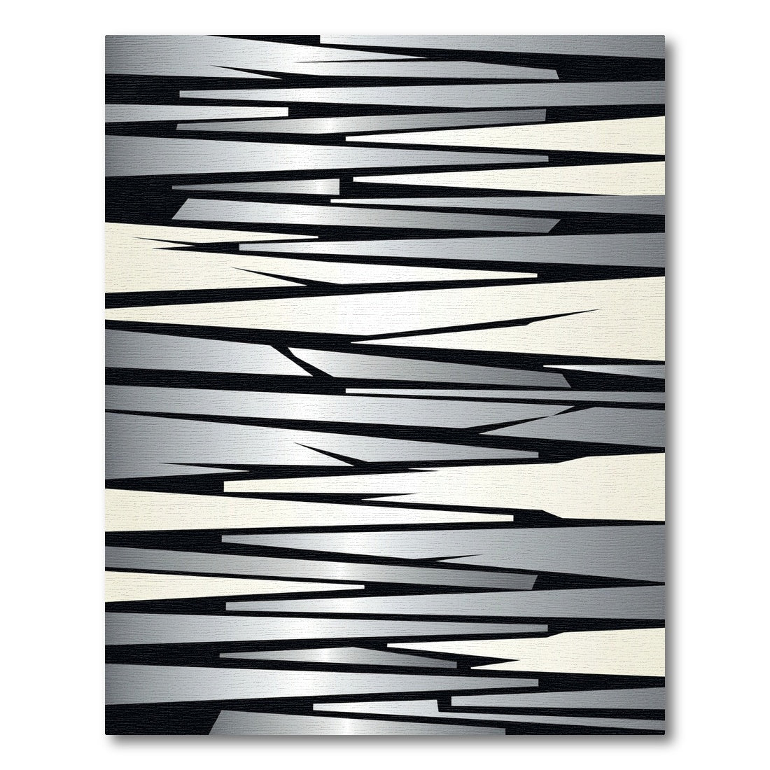Monochromatic Silver Abstract Geometric Sharp Strips Rug