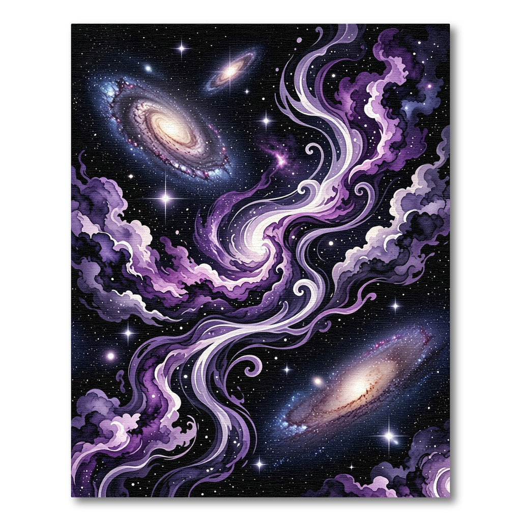 Cosmic Swirl Deep Purple Galaxy Rug