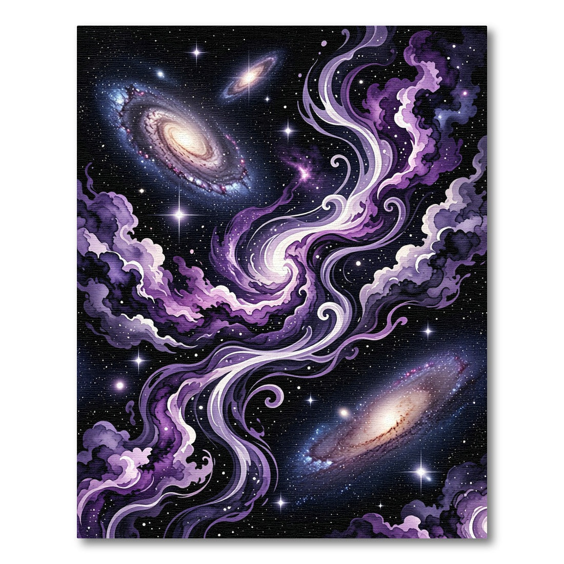 Cosmic Swirl Deep Purple Galaxy Rug