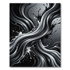 Modern Monochrome Abstract Fluid Flow Rug