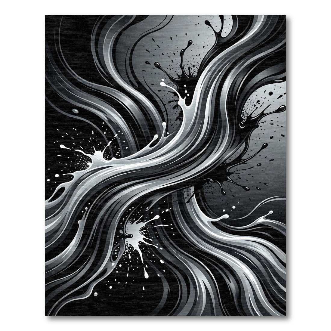 Modern Monochrome Abstract Fluid Flow Rug