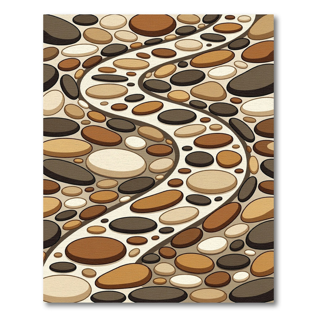 Contemporary Earth Tone River Stone Path Rug