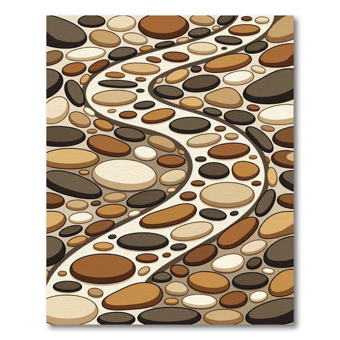 Contemporary Earth Tone River Stone Path Rug