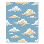 Whimsical Golden Clouds on Sky Blue Rug