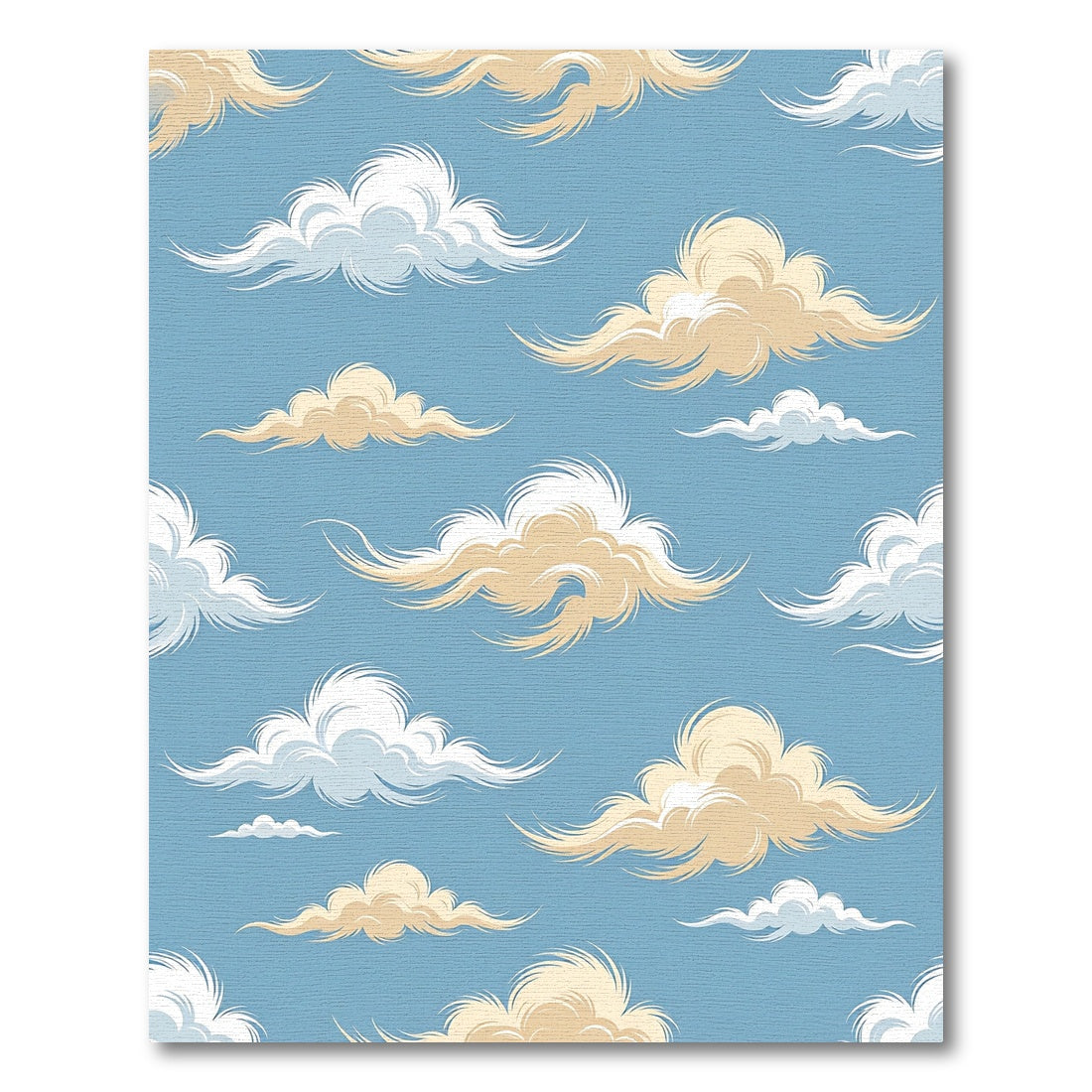 Whimsical Golden Clouds on Sky Blue Rug