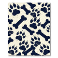 Navy Blue Paw Bone Animal Graphic Rug