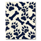 Navy Blue Paw Bone Animal Graphic Rug