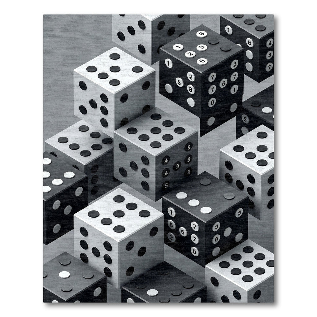 Monochrome Isometric Dice Geometric Grid Rug