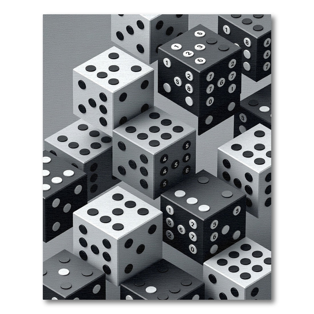 Monochrome Isometric Dice Geometric Grid Rug