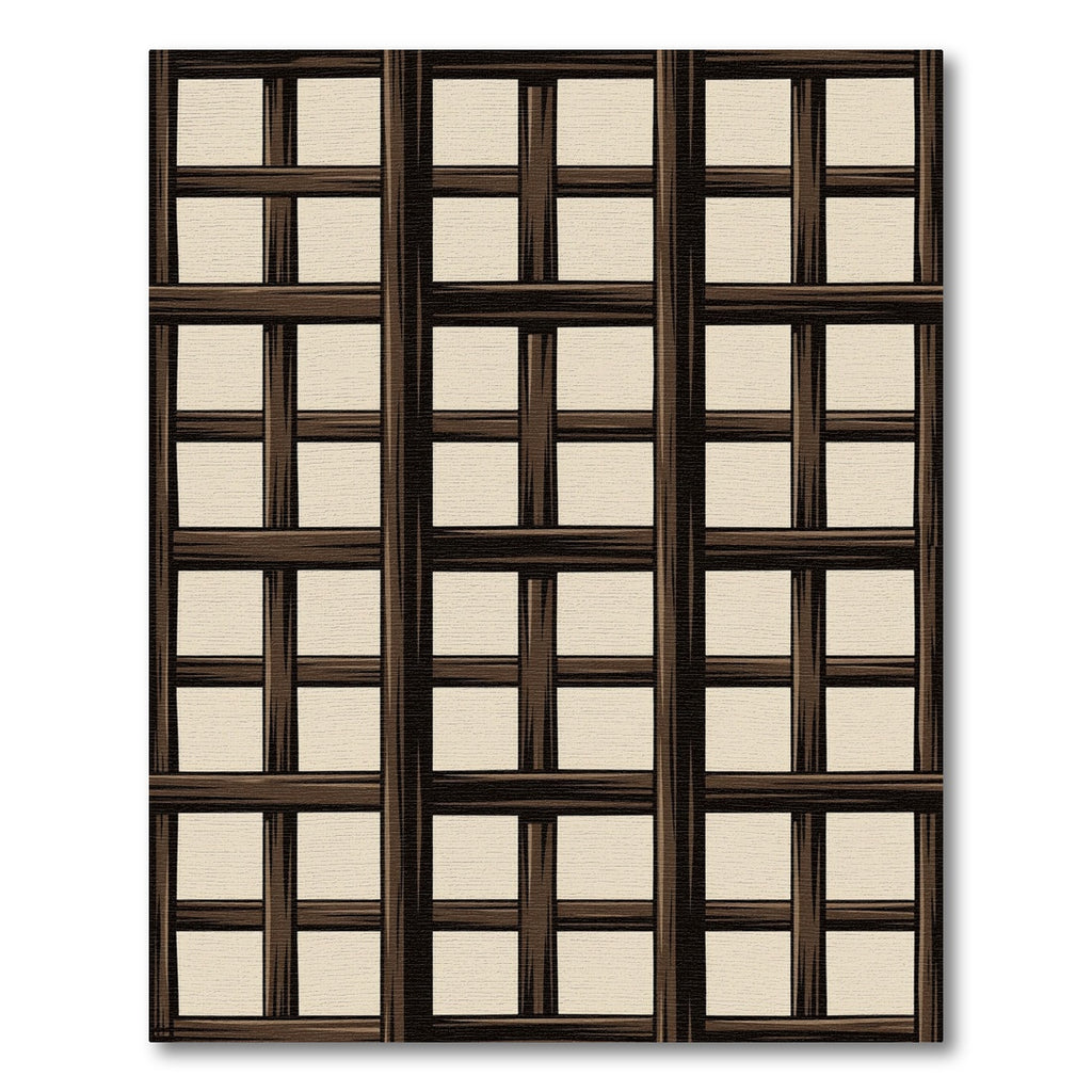 Dark Wood Window Pane Rug