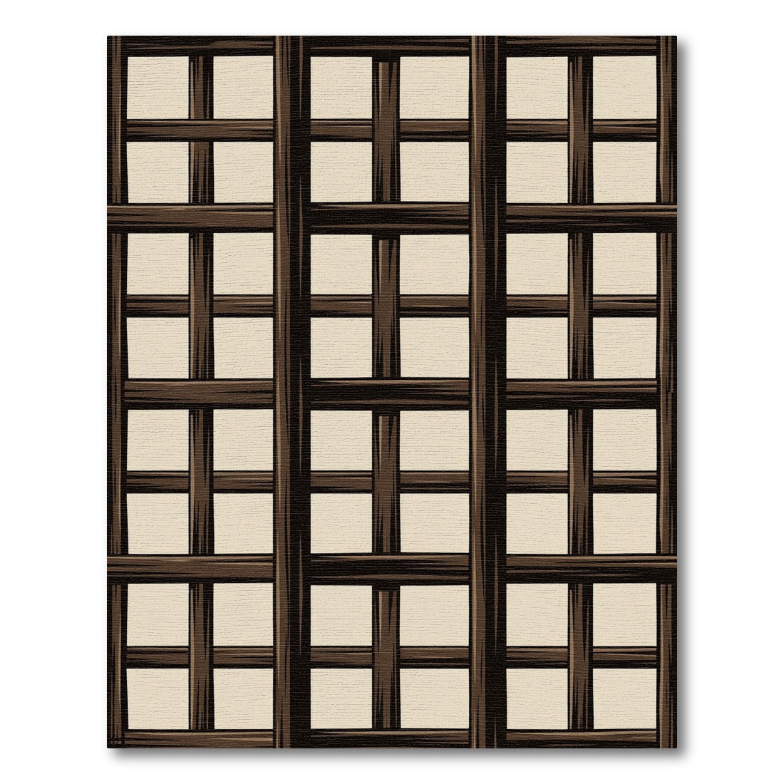 Dark Wood Window Pane Rug