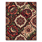 Bold Red Floral Medallion Tapestry Rug