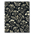 Elegant Cream Wildflower Botanical Black Background Rug