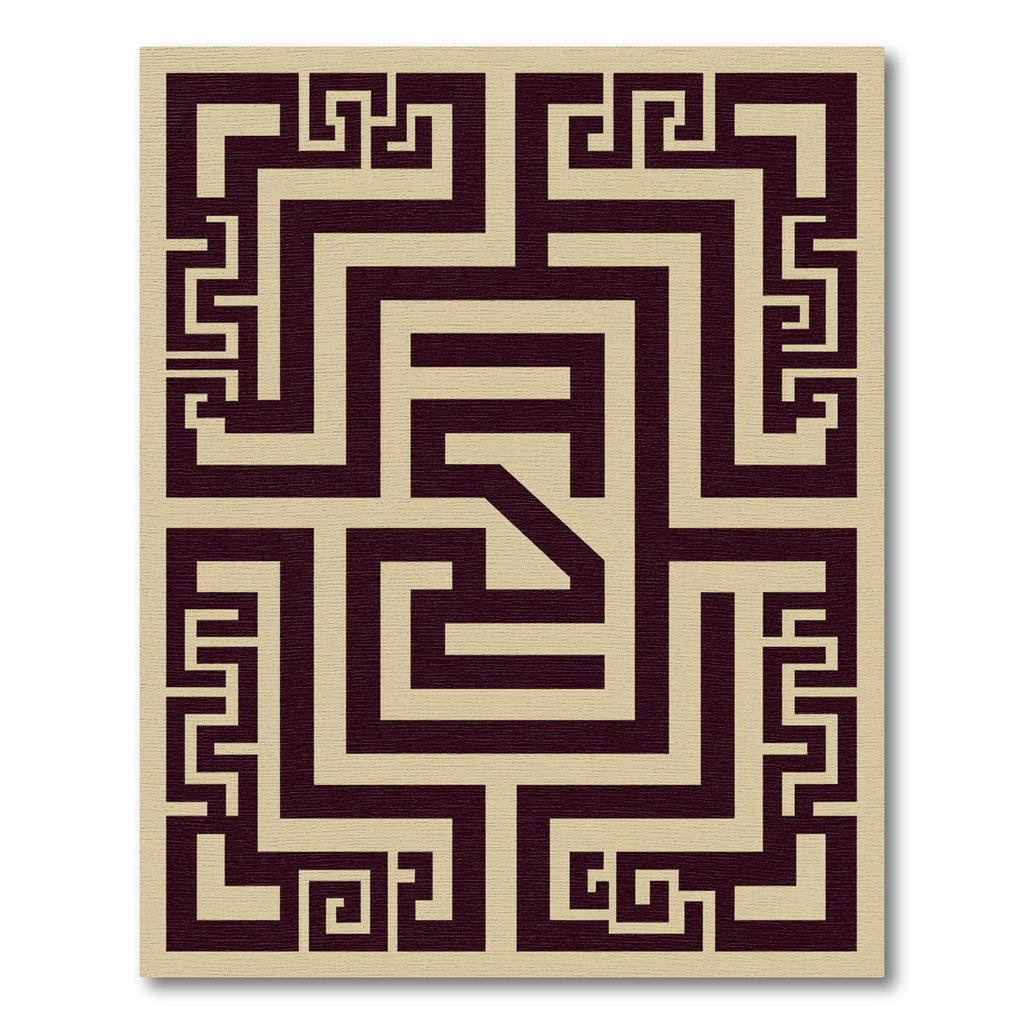 Beige Dark Bronze Geometric Labyrinth Rug