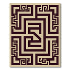 Beige Dark Bronze Geometric Labyrinth Rug