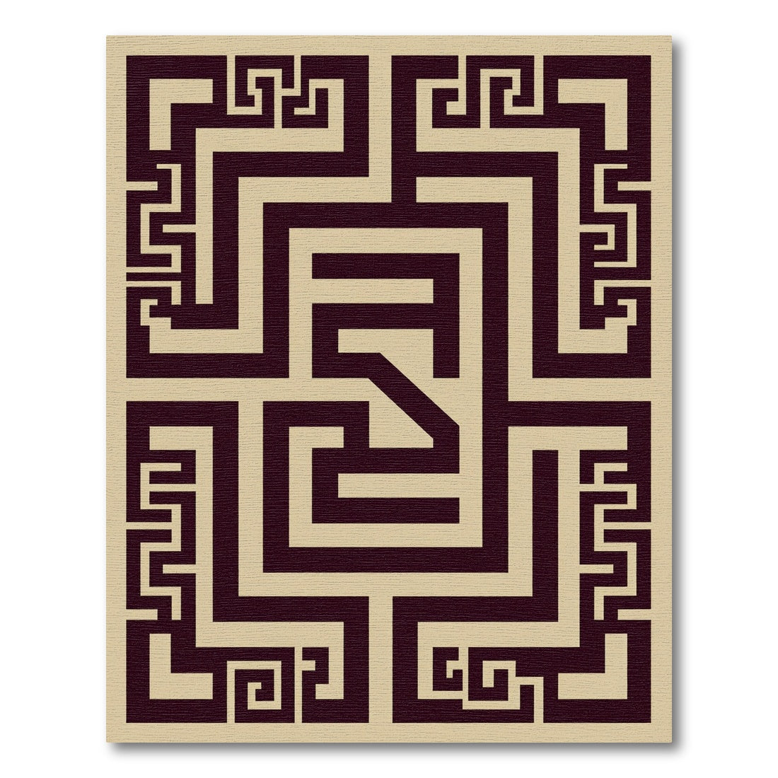 Beige Dark Bronze Geometric Labyrinth Rug