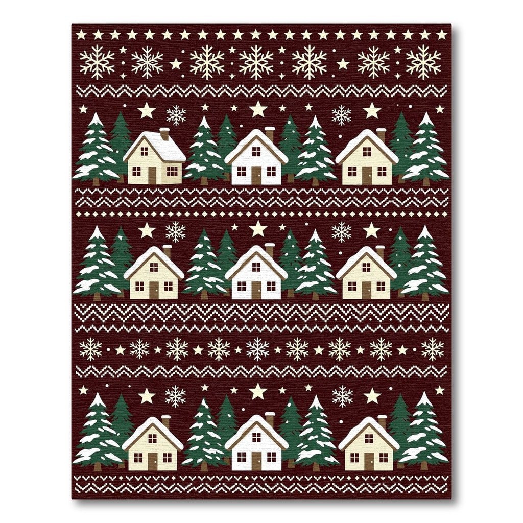 Winter Village Snowflake Christmas Sweater Rug