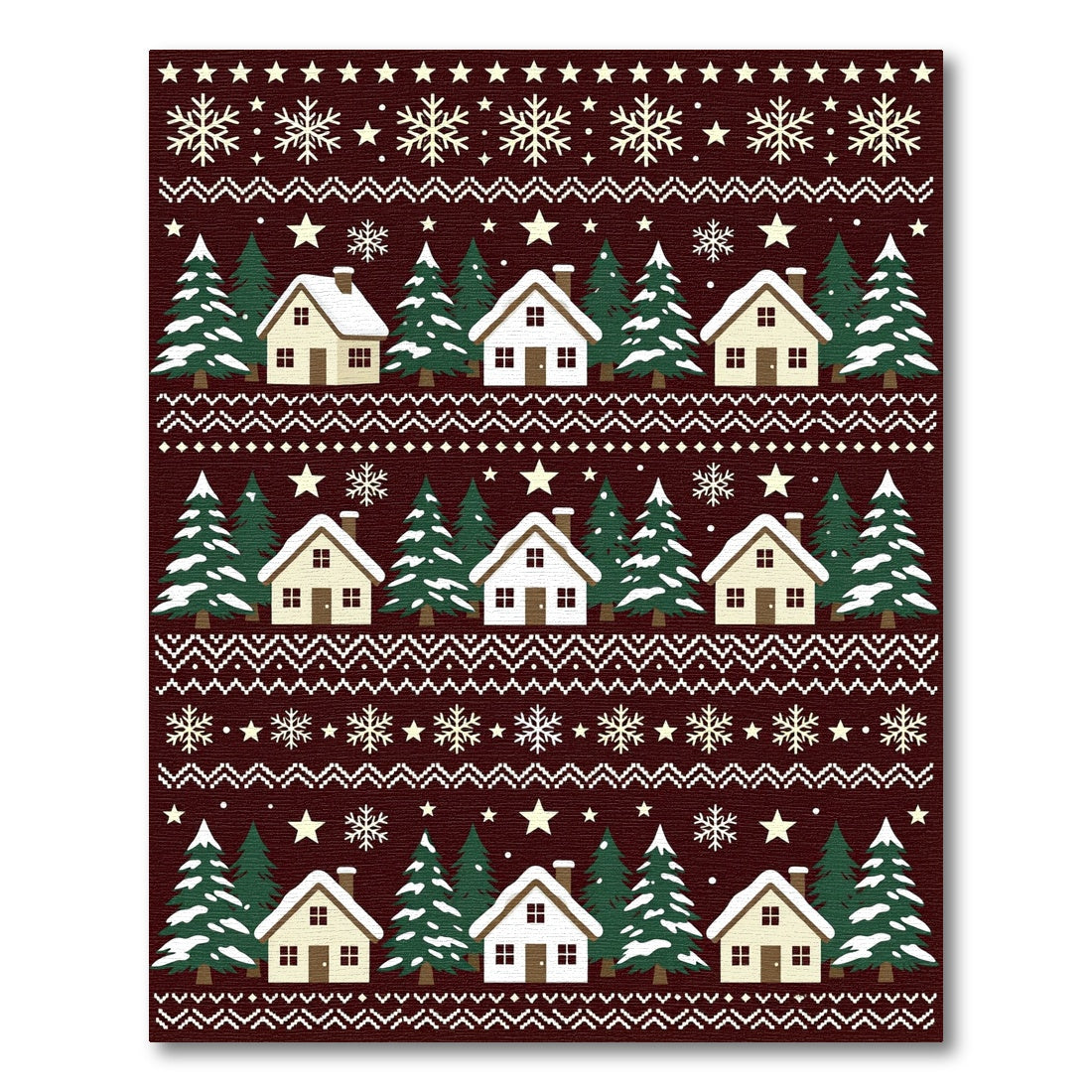 Winter Village Snowflake Christmas Sweater Rug