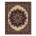 Dark Burgundy Palm Leaf Medallion Rug