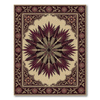 Dark Burgundy Palm Leaf Medallion Rug