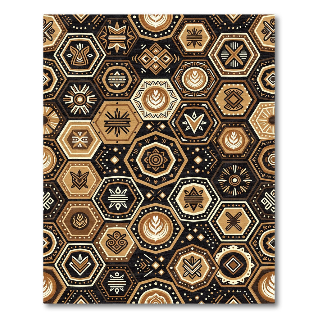 Earth Tone Hexagonal Geometric Artisan Tile Rug