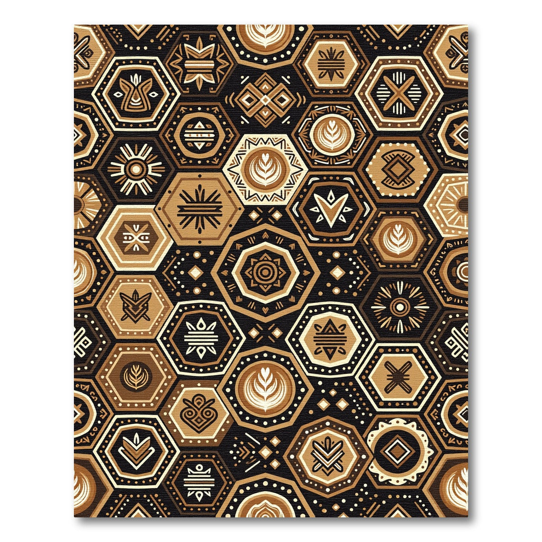 Earth Tone Hexagonal Geometric Artisan Tile Rug