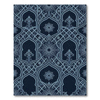 Midnight Blue Ornate Arabesque Arch Rug