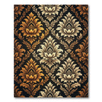 Ornate Golden Floral Damask Rug