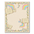 Whimsical Open Books Rainbow Stream Rug