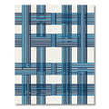 Geometric Navy Blue Linear Check Rug