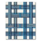Geometric Navy Blue Linear Check Rug