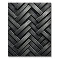 Monochromatic Charcoal Herringbone Slatted Plank Rug