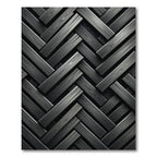 Monochromatic Charcoal Herringbone Slatted Plank Rug