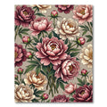 Vintage Pink Cream Peony Blossom Repeat Rug