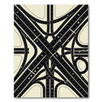 Monochrome Minimalist Highway Interchange Graphic Rug