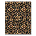 Ornate Gold Floral Damask Pattern Rug