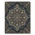 Elegant Charcoal Gold Ornate Floral Medallion Rug