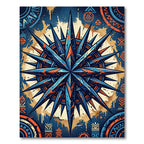 Celestial Navy and Amber Compass Graphic Rug
