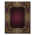 Ornate Baroque Damask Burgundy Gold Frame Rug