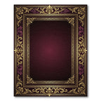 Ornate Baroque Damask Burgundy Gold Frame Rug