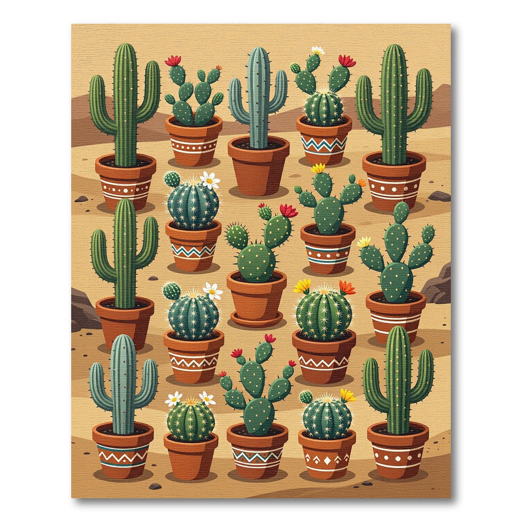 Desert Cactus Succulent Terracotta Garden Rug