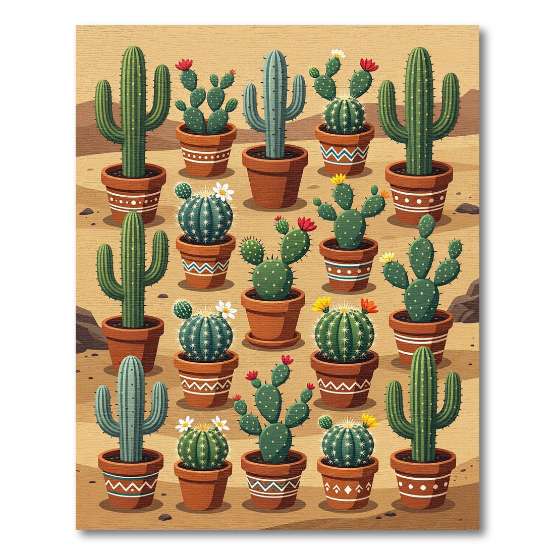 Desert Cactus Succulent Terracotta Garden Rug