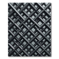Monochrome Charcoal Geometric Lattice Grid Rug